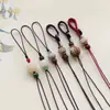 Llavero para coche tejido a mano cordón semiacabado accesorios diy cadena para teléfono móvil colgante cuerda de colgante de jade corto