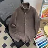 Suéter Cardigan de Punto Grueso Cálido de Manga Larga con Cuello Alto y Botones, Estilo Old Money, Corte Holgado Limpio para Hombre, Chaqueta de Punto de Alta Gama