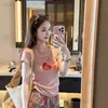 Camiseta de Manga Corta de Algodón con Estampado de Conejo Fresa Rosa y Copos de Nieve para Mujer 2026 Verano Ajustada Dulce Top que Reduce la Edad para Mujeres Pequeñas