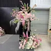 Arreglos Florales Artificiales para Bodas, Arcos en Forma de Cuerno, Columnas Florales Grandes, Flores de Cascada Estilo Bosque, Decoración de Escenario y Paisajismo para Salones de Bodas