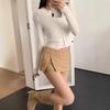 Otoño Nuevo Falda de Cadera Ajustada Falda Mini Chica Caliente Cintura Baja Abertura Traje Falda Corta Falda