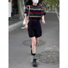Shorts de Mezclilla Negros para Mujer, Estilo Delgado de Verano, Nuevo Modelo 2026, Cintura Alta, Corte Holgado, Adelgazante, Pierna Recta Ancha, Pantalones a la Rodilla