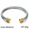 Pulsera de alambre de acero inoxidable de moda joyería para hombres y mujeres pulsera de cable de acero de titanio europea y americana chapado pulsera abierta al por mayor