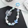 Funda de Teléfono Móvil Color Macarrón con Correa Estilo Ins Japonés y Coreano Cadena para Teléfono Móvil con Flor de Perlas Pulsera con Lazo para la Muñeca