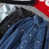 Camisa Jeans Azul Claro Masculina Retro Americana Workwear Manga Longa Cardigã Bolsos Duplos com Aba Calça Resistente ao Desgaste Roupas de Trabalho para Exterior Camisa Tendência