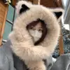 Gorro con Bufanda de Orejas de Zorro Invierno Esponjoso Adelgazante para la Cara Protección de Orejas Engrosado Cortavientos Prueba de Frío Cálido Gorro Lei Feng