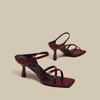Sandalias de Punta Abierta con una Sola Tira para Mujer, Ropa Exterior de Verano, Sandalias Simples de una Tira, Nuevas Sandalias de Tacón Alto Stiletto de Punta Cuadrada 2025