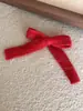 Grampo de cabelo de lã vermelha com laço para outono e inverno, Ano Novo, para rabos de cavalo duplos femininos, acessórios de cabelo de tricô, 2024 Novos acessórios de cabeça