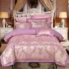 Conjunto de Luxo de Algodão Jacquard Cetim Estilo Europeu Quatro Peças, Conjunto de Cama de Casamento Bordado de Algodão Puro, Venda por Atacado do Fabricante