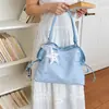 2026 Nova Bolsa Tote Simples Estampada com Estrelas Azul de Verão Nicho Grande Capacidade Feminina Bolsa para o Dia a Dia Bolsa de Ombro