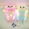 Gorra de felpa con orejas de conejo luminosas para apretar a mano, con bolsa de aire, orejas móviles, gorra de dibujos animados para padres e hijos