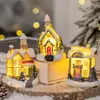 Casa Pequeña Estereoscópica Colorida Luminosa de Navidad Adornos para Ventana de Año Nuevo Decoración de Micro Paisaje Resina Pequeños Regalos para Niños