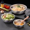 Cuenco de sopa de acero inoxidable, recipiente para condimentos coreanos, cubo con sabor en el reverso, engrosado y más profundo, cuenco multiusos para frutas y verduras de cocina.