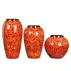 Jarrón de Cerámica Jingdezhen Moderno Sencillo Retro Rojo con Flores Secas Maceta de Flores de Simulación Adornos para Sala de Estar Dormitorio