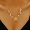Collar de Moda de Alta Costura Europeo y Americano para Mujer Cadena para Clavícula Perla de Imitación Estrella de Mar Caracola Colgante Personalizado Collar Joyería