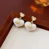 Pendientes de Plata con Baño de Oro Real, Aguja de Plata, Corazón de Gota de Aceite, Pendientes Versátiles de Moda para el Trabajo, Pendientes Retro de Lujo Ligero de Alta Gama para Mujer