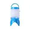 Balde de Suco Comprimido Dobrável de Grande Capacidade, Jarra de Água Fria com Suporte de Base, Dispensador de Água com Torneira, Recipiente para Cerveja e Bebidas