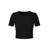 Estilo Puro Desejo Garota Apimentada Cropped de Cintura Alta Camiseta de Manga Curta Verão Nova Versátil Slim-Fit Simples Cor Sólida Camisa Base para Mulheres