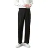 Pantalones de hombre fluidos para otoño e invierno, modernos, ajustados, de forro polar, casuales, rectos, holgados, pantalones de traje fluidos