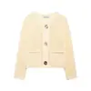 2026 Moda Femenina Otoño/Invierno Transfronteriza Estilo Europeo y Americano Color Sólido Casual Suéter Cardigan Grueso de Punto Manga Larga