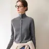 Cárdigan de cachemir con cuello alto y botones para mujer, Abrigo de punto de lana suave holgado Otoño/Invierno, Suéter versátil para exteriores