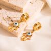 Pendientes de acero y titanio de estilo transfronterizo, con forma de ojo de diablo y palma hueca, joyería de acero inoxidable para mujer.