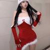 Traje de Uniforme de Navidad Conejito COS Transfronterizo Venta al por Mayor Año Nuevo Rojo Cheongsam Uniforme Tentación Pijama Juego Completo