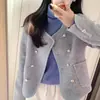 Nuevo Abrigo de Lana de Alto Gama Estilo Pequeño Chanel Otoño/Invierno 2026 para Mujer, Corto de Doble Botonadura Casual para Viajar al Trabajo