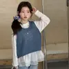 Conjunto de Três Peças Estilo Coreano para Meninas Primavera/Outono 2026 Novo Conjunto de Tricô com Calças Flare Elegantes para Crianças Mais Velhas