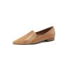 Zapatos planos puntiagudos franceses simples para mujer otoño nuevo costuras de pelo de caballo boca poco profunda zapatos de mujer superficie suave pumps slip-on