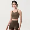 Conjunto esportivo de treino de alta intensidade para mulheres, sutiã esportivo à prova de choque, colete fitness, roupa de yoga, shorts de verão