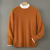 Baicai Rong 2026 Otoño/Invierno Nuevo de Primera Línea Listo para Usar 100% Lana Hombres Holgado Cuello Redondo Casual Prendas de Punto Base
