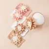 Novos Acessórios de Cabelo Europeus e Americanos para Crianças Faixa de Cabelo com Flor de Jacquard de Nylon para Bebê Faixa de Cabeça com Contraste de Girassol para Fontanela de Bebê