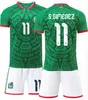 26 México Casa Nº. 14 Camisa 11 Jimenez 9 Raul Camisa de Futebol Camisa Infantil Adulto