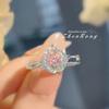 Collar con colgante octogonal Millennium Rose Chepalaiba con incrustaciones de diamante de alto carbono, aretes coloridos, anillo de diamante rosa, traje