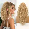 Peruca Simples Estilo Europeu e Americano de Rabo de Cavalo de 18 Polegadas para Mulheres, Cabelo Longo Cacheado de Lã, Permanente Ondulado de Milho, Peruca de Rabo de Cavalo Ondulado de Água para Mulheres