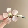 Pinza para el cabello de estilo coreano con lunares blancos y negros y lazo con pedrería, Pinza de moda para flequillo, Exquisita horquilla para la frente