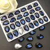 Pedras Preciosas em Formato de Gota com Parte Traseira Pontiaguda em Estoque para Atacado, Pedras de Vidro para Unhas com Base Prateada, Acessórios de Strass para Capas de Celular