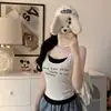 Camisola de Verano Nuevo Estilo con Estampado de Letras, Diseño Falso de Dos Piezas, con Almohadillas Integradas en el Pecho, Cómoda, Transpirable y Elegante, Camiseta sin Mangas de Espalda Descubierta