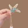Nuevo Estilo Chino Antiguo Pasador de Pelo de Alta Calidad Retro Perla Borla Pinza Lateral Bisagra Azul Tang Song Ming Accesorios para el Cabello Tocado
