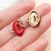 Estilo Europeo Tema de AMOR Colgante de Aceite Goteando Aleación Corazón Labios Arcoíris Amuletos Accesorios Venta al por Mayor