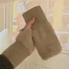 Guantes de Punto Gruesos Cálidos para Mujer con Pantalla Táctil, Guantes de Medio Dedo de Moda para Hombre Estudiante para Escribir, Guantes de Ciclismo