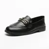 Mocasines de Piel Genuina, Estilo Primavera, Zapatos Planos, Mocasines Negros Casuales para Mujer, Zapatos Profesionales de Trabajo Estilo Británico