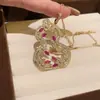 Nova Corrente de Suéter Versátil de Luxo Leve Simples de Nicho, Colar com Pingente de Cabaça de Cristal Branco Estilo Chinês para Mulheres