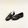Zapatos Planos de Estilo Británico Retro Versátiles Simples para Mujer, para el Trabajo, Punta Redonda, Tacón Grueso, Zapatos Pequeños de Cuero, Moda No