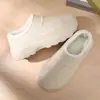 Chinelos de inverno impermeáveis e forrados com fleece, femininos para uso externo em EVA com sola grossa, antiderrapantes, quentes e fáceis de calçar, chinelos fofos de algodão