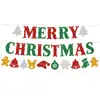 Banner de Natal de produto novo transfronteiriço atmosfera de festa evento de shopping decoração de fundo guirlanda de letras de papel glitter