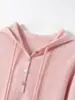 ¡Estilo simple y perezoso! Sudadera de punto suelto para mujer, con capucha y cuello semiabierto de cachemir, elegante y estilosa, capa base de múltiples botones