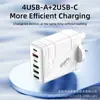 Carregador de Celular Estilo Mecha Europeu e Americano Transfronteiriço Multi-Porta 4 USB + 2C Cabeça de Carregamento Rápido 5V3A Cabeça de Carregamento Nitreto de Gálio