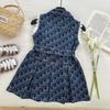 Vestido de mezclilla para niña 2025 Verano Nuevo Vestido con solapa de encaje para niña Estilo coreano Falda para niña